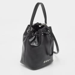 Pre Owned DKNY Black Leather Medium York Winnie Bucket Bag
