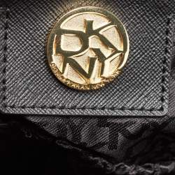 Pre Owned DKNY Navy Blue Lizard Embossed Leather Studded Zip Tote with Wallet