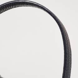 Pre Owned DKNY Navy Blue Lizard Embossed Leather Studded Zip Tote with Wallet