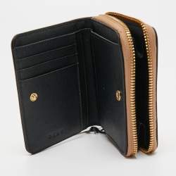 Pre Owned DKNY Beige Saffiano Leather Zip Around Compact Wallet