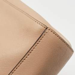 Pre Owned DKNY Beige Saffiano Leather Bryant Park Flap Crossbody Bag