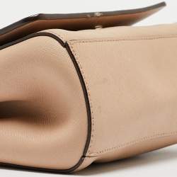 Pre Owned DKNY Beige Saffiano Leather Bryant Park Flap Crossbody Bag