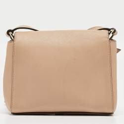 Pre Owned DKNY Beige Saffiano Leather Bryant Park Flap Crossbody Bag