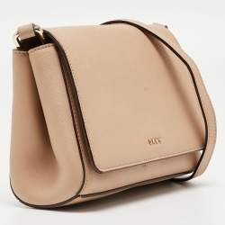 Pre Owned DKNY Beige Saffiano Leather Bryant Park Flap Crossbody Bag