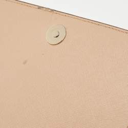 Pre Owned DKNY Beige Saffiano Leather Bryant Park Flap Crossbody Bag