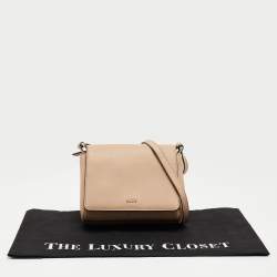 Pre Owned DKNY Beige Saffiano Leather Bryant Park Flap Crossbody Bag