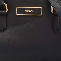 Pre Owned DKNY Black Saffiano Leather Robinson Double Zip Tote