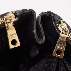 Pre Owned DKNY Black Saffiano Leather Robinson Double Zip Tote