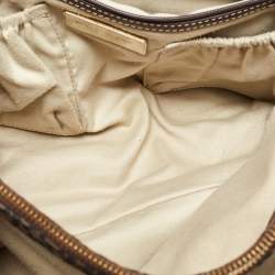 Pre Owned Dkny Brown/Black Signature Canvas and Leather Front Pocket Tote