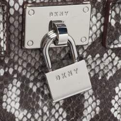 Pre Owned DKNY Brown Snakeskin Embossed Leather Crossbody Bag