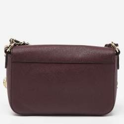 Pre Owned DKNY Burgundy Leather Bryant Flap Crossbody Bag