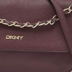 Pre Owned DKNY Burgundy Leather Bryant Flap Crossbody Bag