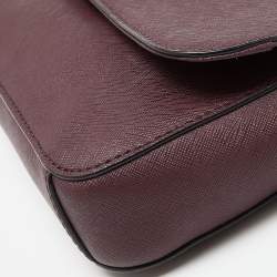 Pre Owned DKNY Burgundy Leather Bryant Flap Crossbody Bag