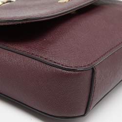 Pre Owned DKNY Burgundy Leather Bryant Flap Crossbody Bag