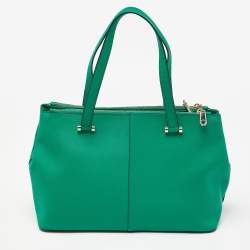 DKNY Green Leather Bryant Park Double Zip Tote