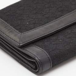 DKNY Black Signature Canvas and Leather Continental Wallet