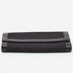 DKNY Black Signature Canvas and Leather Continental Wallet