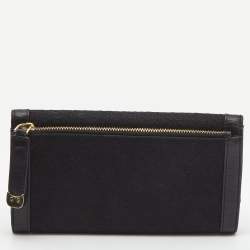 DKNY Black Signature Canvas and Leather Continental Wallet