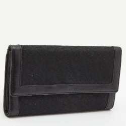 DKNY Black Signature Canvas and Leather Continental Wallet