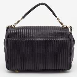  DKNY Black Quilted Leather Gansevoort Flap Top Handle Bag