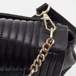  DKNY Black Quilted Leather Gansevoort Flap Top Handle Bag