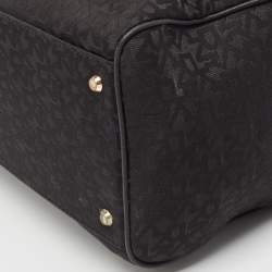 DKNY Black Monogram Canvas and Leather Logo Satchel