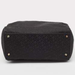 DKNY Black Monogram Canvas and Leather Logo Satchel
