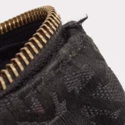 DKNY Black Monogram Canvas and Leather Logo Satchel