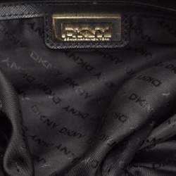 DKNY Black Monogram Canvas and Leather Logo Satchel