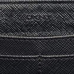 DKNY Black Leather Bryant Park Zip Around Continental Wallet