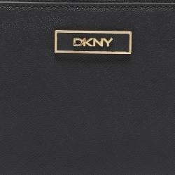 DKNY Black Leather Bryant Park Zip Around Continental Wallet