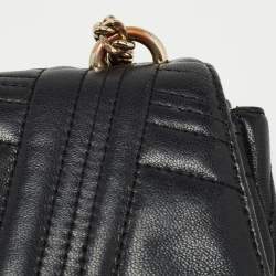 Pre Owned DKNY Black Quilted Leather Flap Shoulder Bag