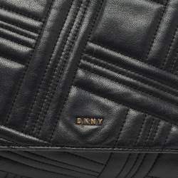 Pre Owned DKNY Black Quilted Leather Flap Shoulder Bag