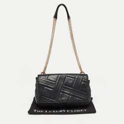 Pre Owned DKNY Black Quilted Leather Flap Shoulder Bag