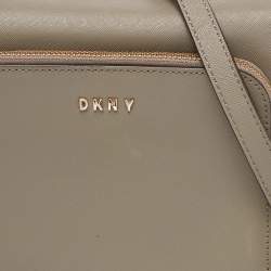 DKNY Grey Saffiano Leather Bryan Park Pocket Crossbody Bag