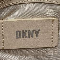 DKNY Beige Croc Embossed Leather Logo Flap Chain Shoulder Bag