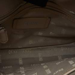 DKNY Beige Croc Embossed Leather Logo Flap Chain Shoulder Bag