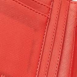 Pre Owned DKNY Red Leather Vela Zip Around Wallet