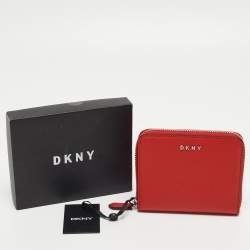 Pre Owned DKNY Red Leather Vela Zip Around Wallet