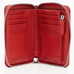 Pre Owned DKNY Red Leather Vela Zip Around Wallet