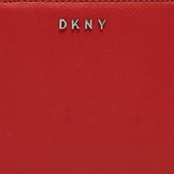 Pre Owned DKNY Red Leather Vela Zip Around Wallet