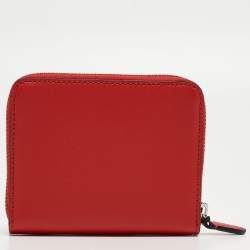 Pre Owned DKNY Red Leather Vela Zip Around Wallet
