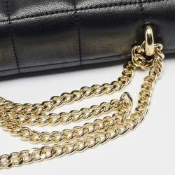 Pre Owned DKNY Black Quilted Leather Flap Shoulder Bag