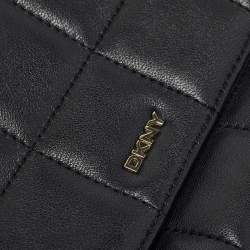 Pre Owned DKNY Black Quilted Leather Flap Shoulder Bag