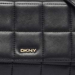 Pre Owned DKNY Black Quilted Leather Flap Shoulder Bag