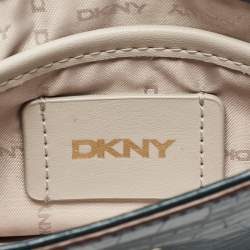 Pre Owned DKNY Teal Blue Croc Embossed Leather Elissa Envelope Clutch