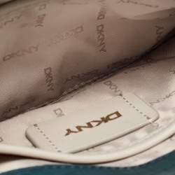 Pre Owned DKNY Teal Blue Croc Embossed Leather Elissa Envelope Clutch