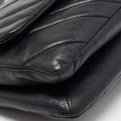 DKNY Black Quilt Leather Flap Shoulder Bag