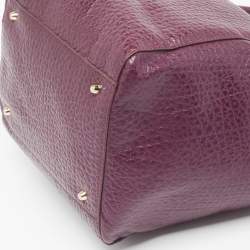 DKNY Purple Textured Leather Logo Zip Satchel