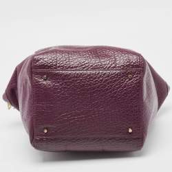 DKNY Purple Textured Leather Logo Zip Satchel